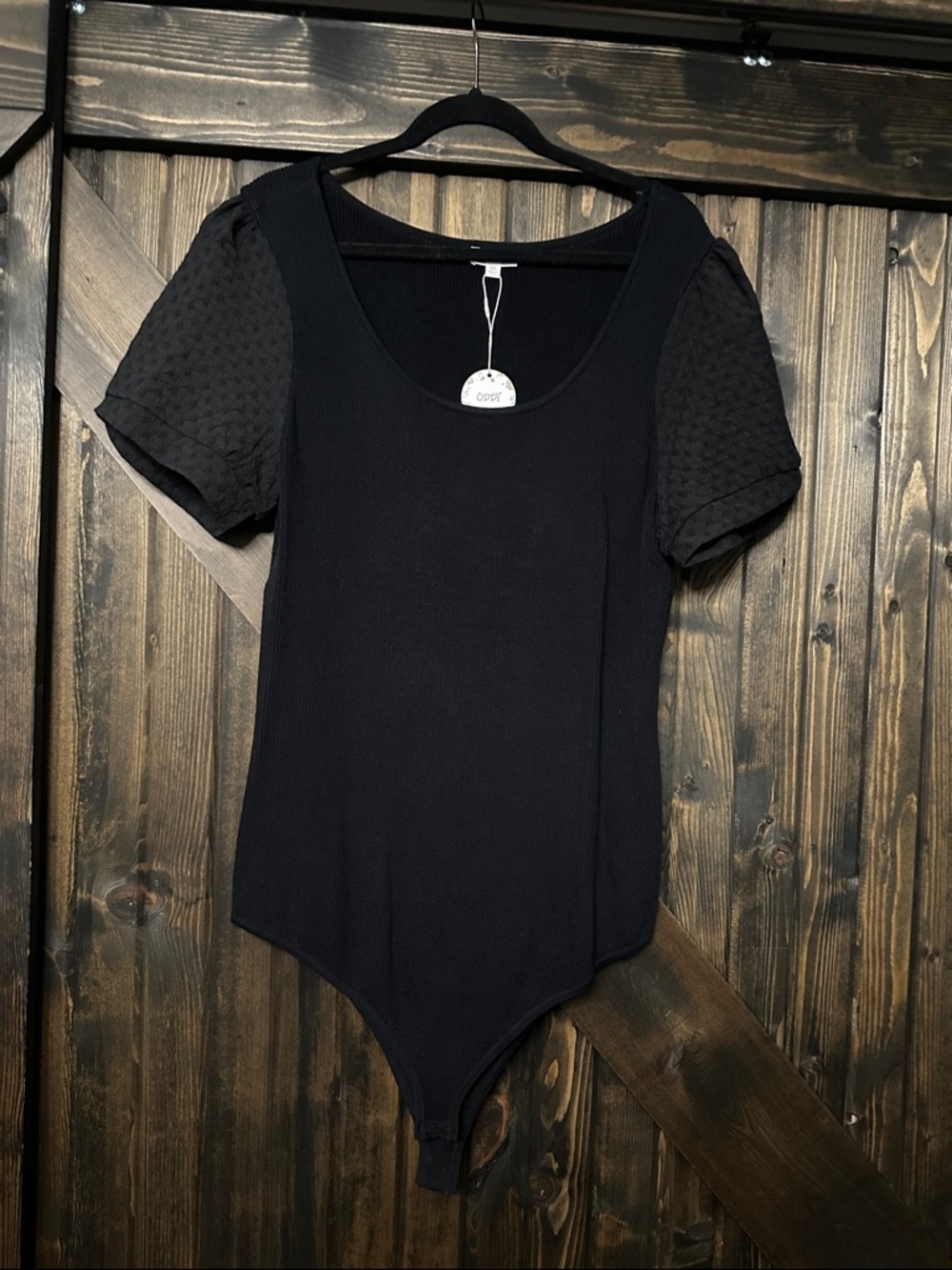Black Women’s Puff Sleeve Bodysuit -